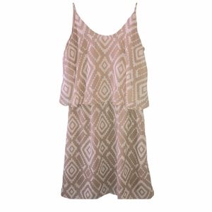Charming Charlie White and Tan Chevron Dress Small